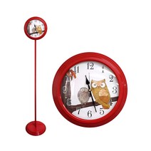[골든벨시계] p무소음 트윈부엉이 스탠드시계, 레드