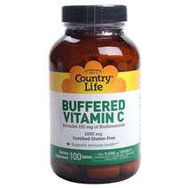 컨트리라이프 버퍼드 비타민 C 1000mg 타블렛 글루텐 프리 무설탕, 100개입, 1개, 100정
