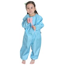 플리에 전신미술가운 일반형 흰색땡땡이 S, 1개, 하늘