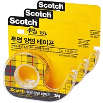 스카치 투명 양면 테이프 디스펜서 12mm x 6.35m, 3개