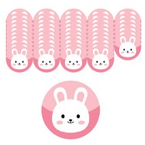도나앤데코 원형스티커 8p, 토끼, 6개입