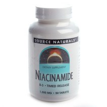 소스내츄럴스 나이아신아미드 B-3 1500mg 글루텐 프리 비건 무설탕 타블렛, 50개입, 1개
