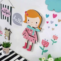 퍼니즈 북유럽 캐릭터 무소음 벽시계, 소녀