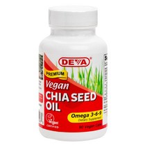 Deva 프리미엄 비건 치아 시드 오일 오메가 3-6-9 비건 캡, 90개입, 1개, 90정