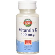 Kal 비타민 K 100mcg 타블렛, 100개입, 1개