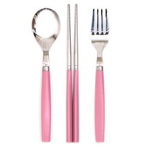 라온누리 아동용 퍼펙트그립 스푼 + 포크 + 젓가락 세트, 핑크, 1세트