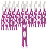 맘앤쥬 기린 미세모 키즈칫솔, 퍼플, 24개입