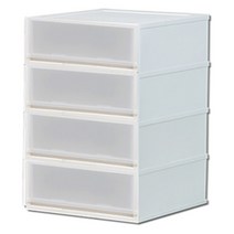 샤바스 어셈블 베이직 와이드 서랍장 4단, 반투명 + 화이트, 1개