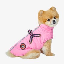 RealPet 반려동물 패딩 가슴줄 조끼, 핑크