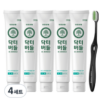 닥터버들 구취케어 치약 130g x 5p + 닥터버들 이중미세모 칫솔 블랙 세트, 4세트