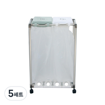 리빙해피 클링 분리수거함 2P, 피스타치오 + 화이트, 5세트
