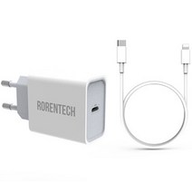 로랜텍 18W PD 고속충전기 + C to PD 라이트닝 고속 케이블 2m 세트, 충전기(화이트)