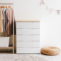 아이리스 우드 탑 체스트 5단 서랍장 HG-725B, 화이트, 1개