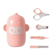 라이프투비 유아용 동물 캐릭터 손톱깎이 세트, 원숭이 핑크, 1세트