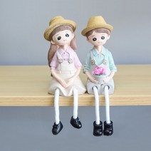 귀농 커플 인형 인테리어 소품 2종 세트, 혼합색상