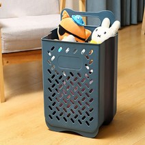 솔브리빙 접이식 벽걸이 가정용 대용량 빨래 수납 바구니 중형, 다크블루, 1개