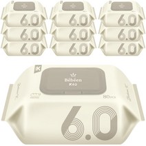 베베앙 K 6.0 저자극 엠보싱 아기물티슈 캡형 60gsm, 80매, 10개
