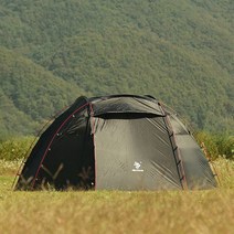 힐맨 쉘터형 벙커돔 ver3 + 그라운드시트 + 루프 세트, 블랙 + 레드, 3인용