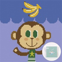 아트조이 DIY 보석십자수 세트 캔버스형 25 x 25 cm, 아기 원숭이 프랭키, 1세트