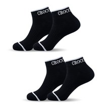 크로커다일 여성용 스포츠 쿠션 피트 단목 양말 CD210 4족, 블랙