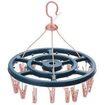 유콘 다용도 양말 속옷 원형 빨래 집게 건조대 18클립, 핑크, 2개