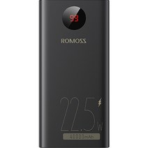 로모스 22.5W 고속충전 대용량 보조배터리 40000mAh 멀티단자, PEA40PF, 블랙