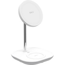 스카이랩 스카이 필 W33 Mag 2in1 아이폰 맥세이프 호환 각도조절 고속 무선충전기 SKY-W33Mag, 화이트, 1개