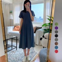 아이엠수 안나 라운드 반팔 롱원피스