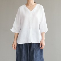 비나인 여성용 파레네 브이넥린넨셔츠