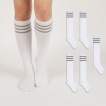 노디자인 여성용 삼선 니삭스 반장 양말 5족 세트