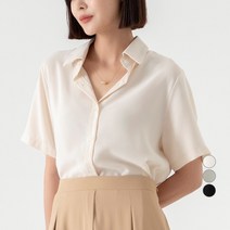 ELLE Paris 여성 베이직 반팔 블라우스