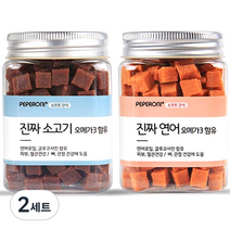 페페로니 반려견간식 오메가3 져키 연어 180g + 소고기 180g, 2세트
