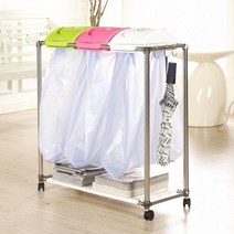 오토 유선형 재활용 분리수거함 3칸, 혼합색상, 1개, 1개