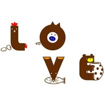 데코사랑 그래픽스티커 러브애니멀, C(다크브라운)