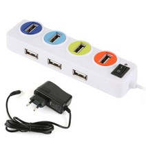 코시 신호등 USB 7포트 허브 + 아답터, 화이트