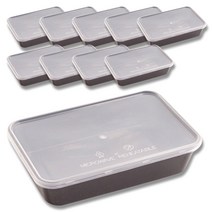 블랙직사각 1칸 내열도시락 PP-500A, 10개입, 1개