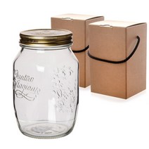 보르미올리 쿼드로 유리용기 + 기프트박스, 1000ml, 2개입