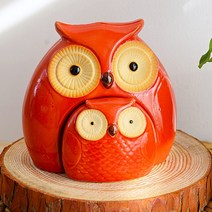 티즈트레이딩 엄마 + 아들 부엉이 2종 세트, 레드