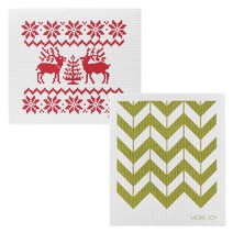 쿠 핀란드 행주 2p 세트 순록 + 웨이브 그린, 혼합 색상