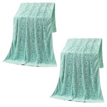 민스리빙 레빗 극세사 비치 타월 70 x 140 cm, 그린, 2장