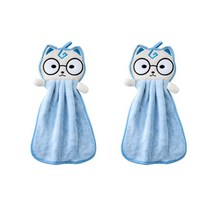 블럭마트 귀염둥이 고양이 주방행주, 블루, 2개입