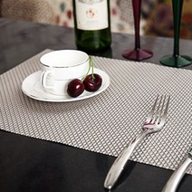 블럭마트 대나무느낌 식탁매트 4p, 실버, 45 x 30 cm