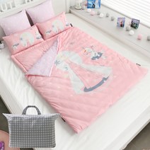 보떼하우스 디즈니 유아동 낮잠이불 B세트 베개커버 + 마이크로 화이버 베갯솜 + 이불 + 손누빔패드 + 가방, 겨울왕국 핑크
