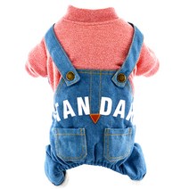 이코디 코튼 니트 고양이 & 강아지 멜빵 바지, 기모 핑크