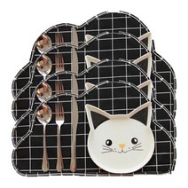 마켓감성 북유럽 구름 식탁매트 4p, 블랙격자, 47 x 27.5 cm