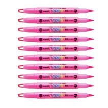 미쯔비시 유니 프로퍼스 일반 형광라인 PUS-102T 형광펜, 핑크, 10개입