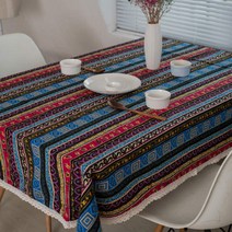 이코디 복고풍 패턴 테이블 보, 혼합 색상, 140 x 160 cm