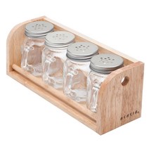 아카시아 손잡이 양념통 세트, 1세트, 양념통 4p + 나무홀더