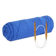 쁘띠목도리 DIY 올뉴 코튼롤 뜨개실 4p + 줄바늘 7mm + 도안, 29번 파랑, 1세트