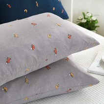 지베딩 꼬마여우 나노화이바 베개커버 2p + 베개솜 2p 세트, 그레이